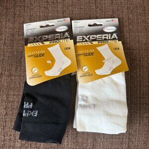 THORLOS EXPERIA Bundle of 2 PROLITE UNISEX CREW ATHLETIC SOCK SMALL Black White
